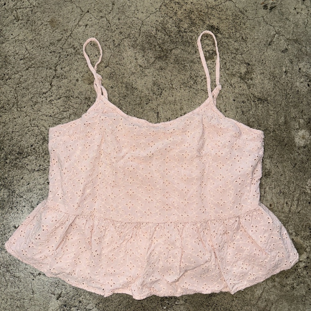 Aeropostale women’s light pink coquette coastal cowgirl eyelet tank top size M